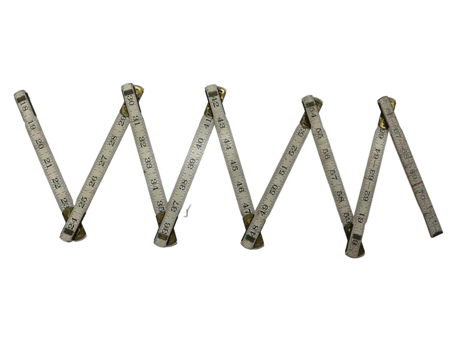Vtg Wood 6’ Measuring Stick Lufkin 2 Way Folding Ruler NO966 Spring Joints 72”