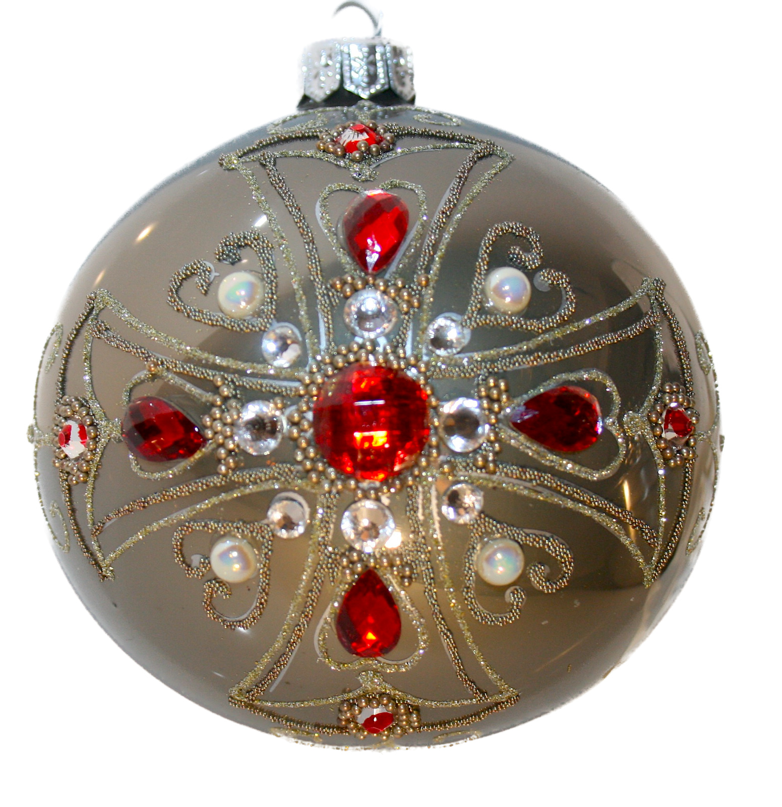 NEIMAN MARCUS Glass Christmas Ornament/Ball Bauble MADE IN POLAND Celtic Cross