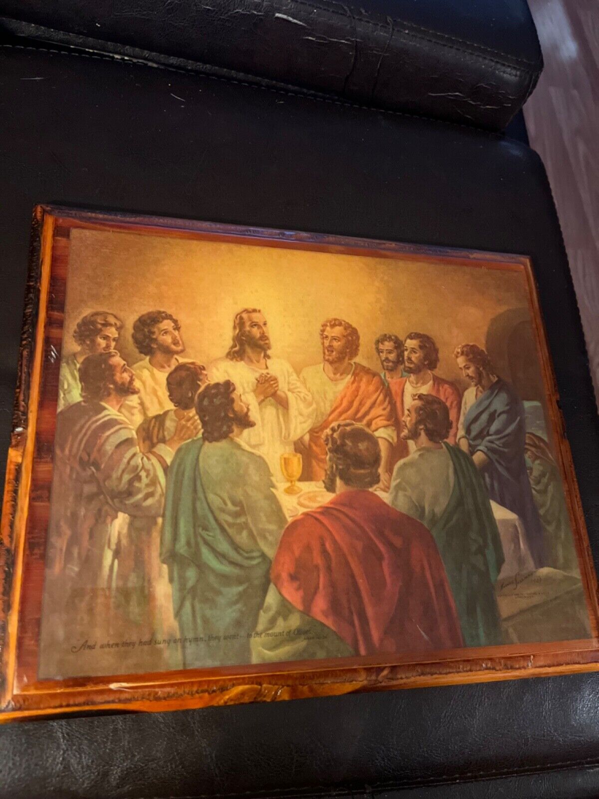 🔥Lord's Supper Wood Art. Vintage.