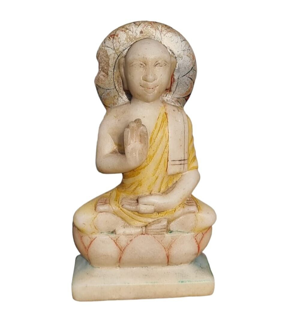 1900's Old Vintage Antique Marble Stone Hand Carved - Jain God Mahaveer Statue