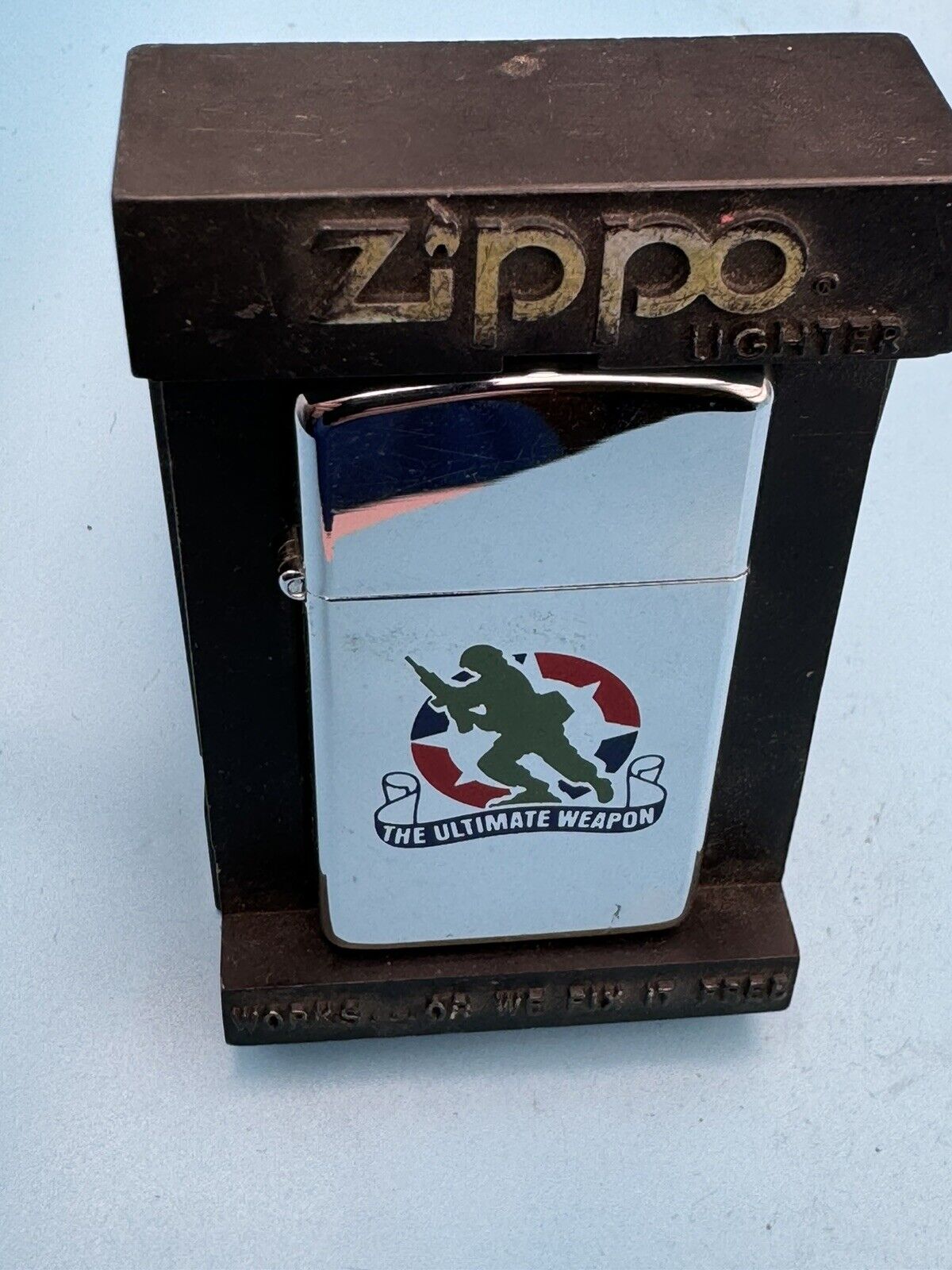 Vintage 1984 The Ultimate Weapon High Polish Chrome Slim Zippo Lighter