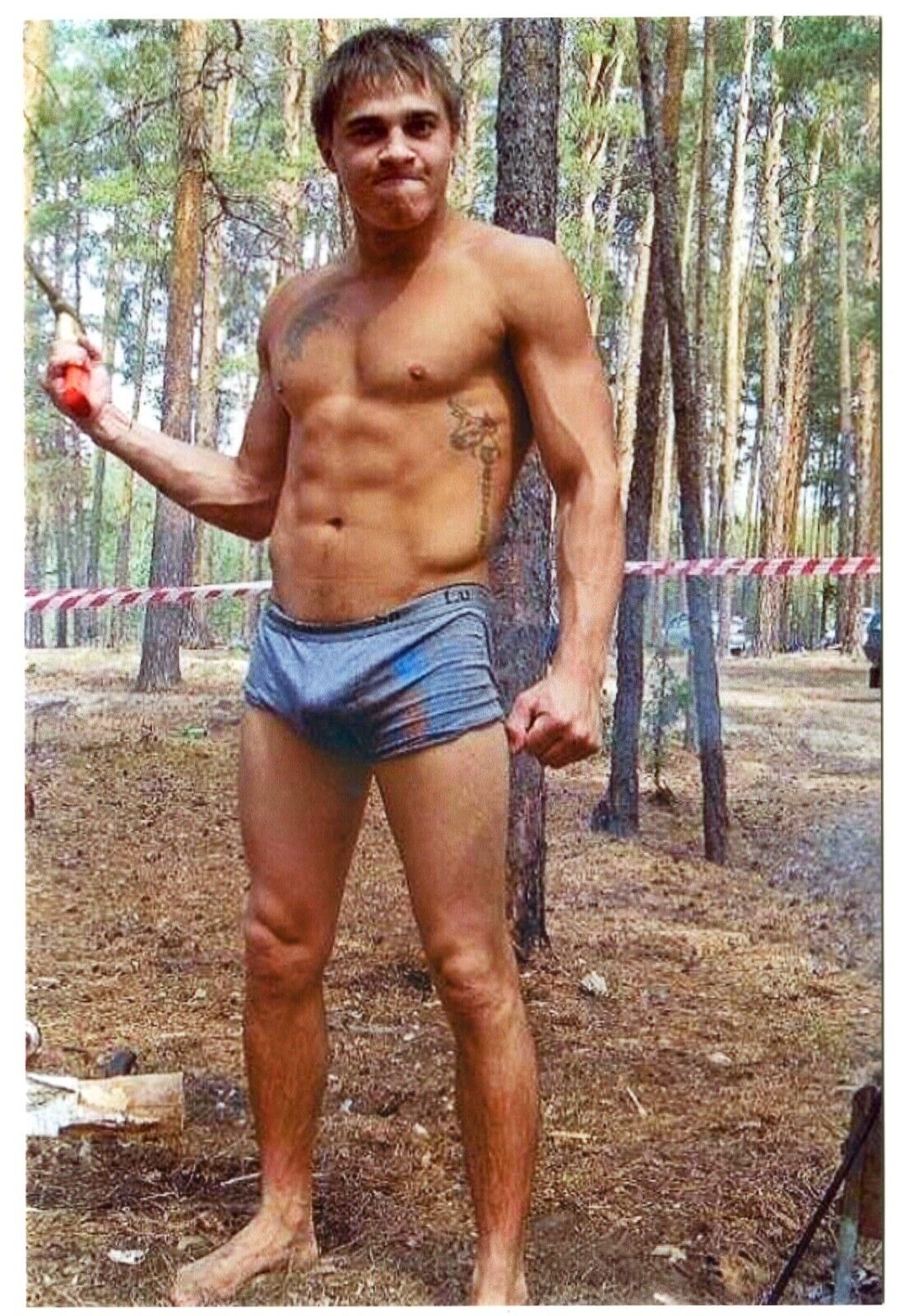 REPRINT 2000's Shirtless Handsome young man gay russian vtg photo