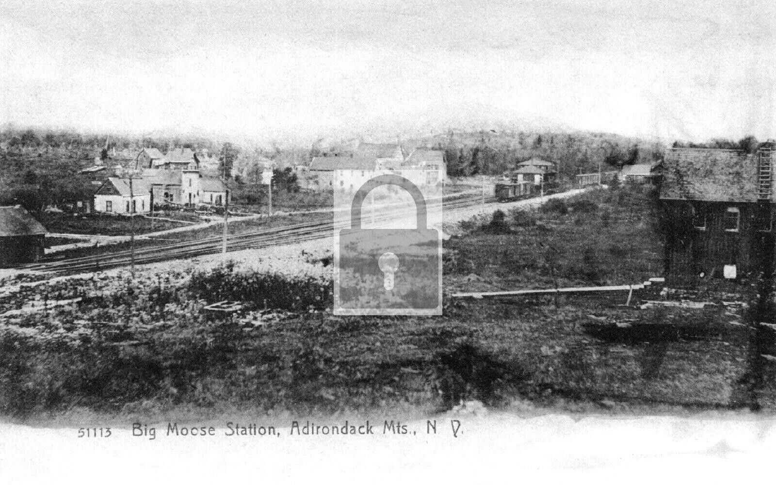 Railroad Station Big Moose Adirondack Mountains New York NY Reprint Postcard