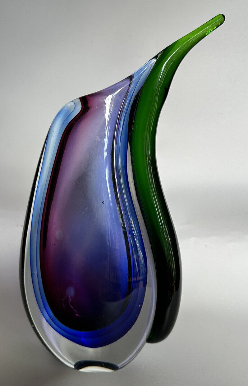 Flavio Poli For Seguso  Sommerso Glass  Teardrop Vase  Murano Italy