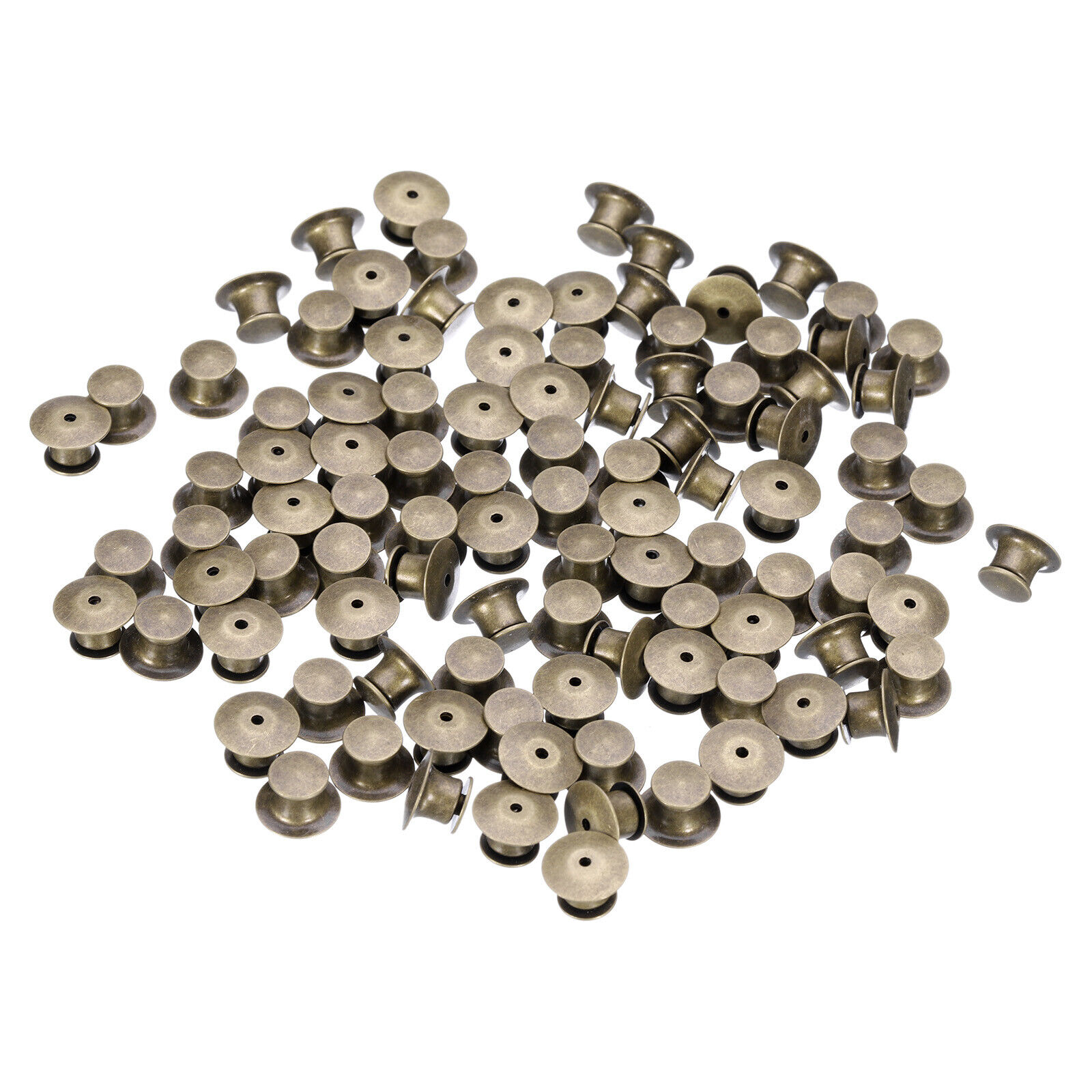 100pcs Metal Pin Backs Spring Loaded Pin keepers Locking Pin Keepers, Brown