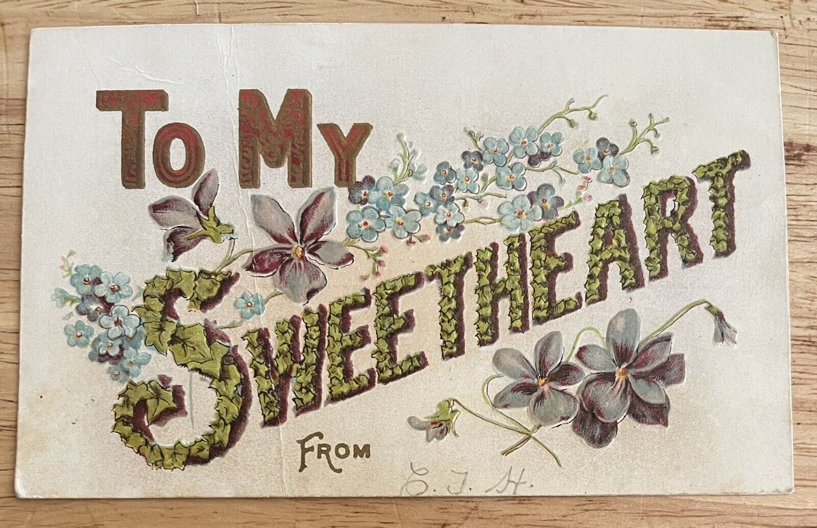 Pre-Linen TO MY SWEETHEART Postcard Embossed