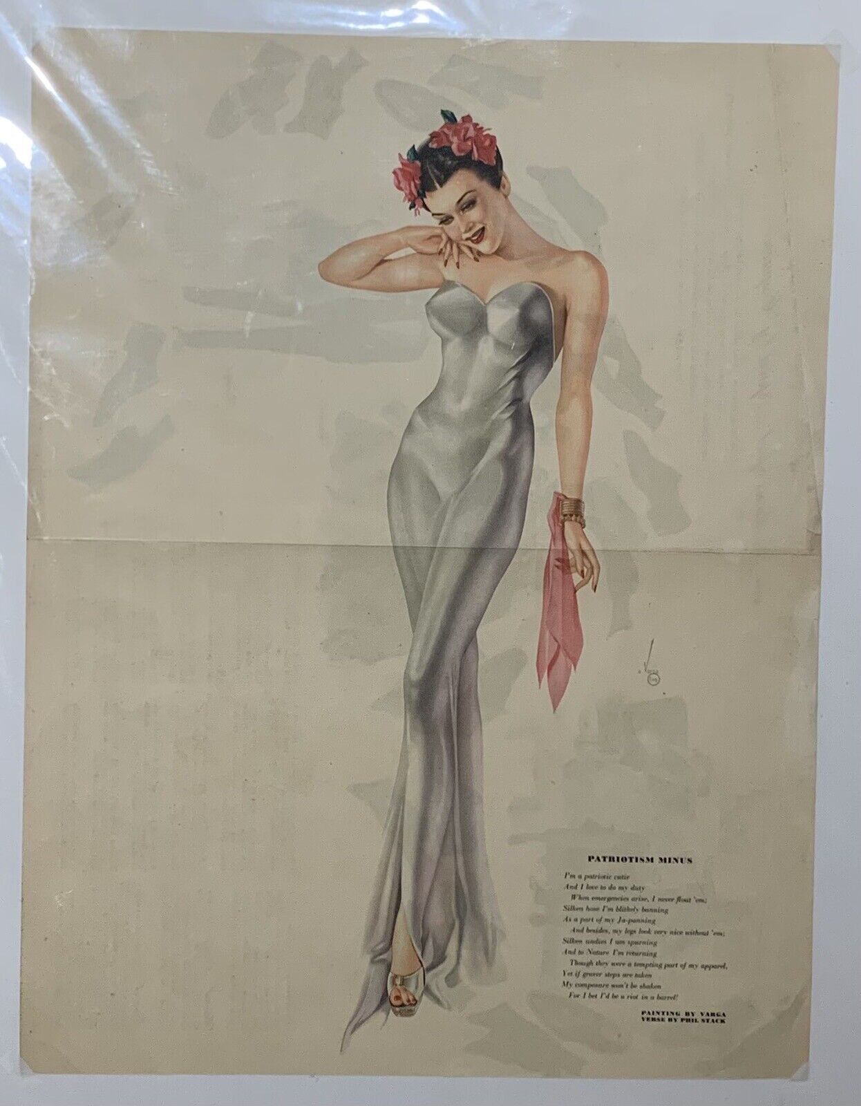Vintage Alberto Vargas WWII pin up Esquire Magazine Patriotism Minus