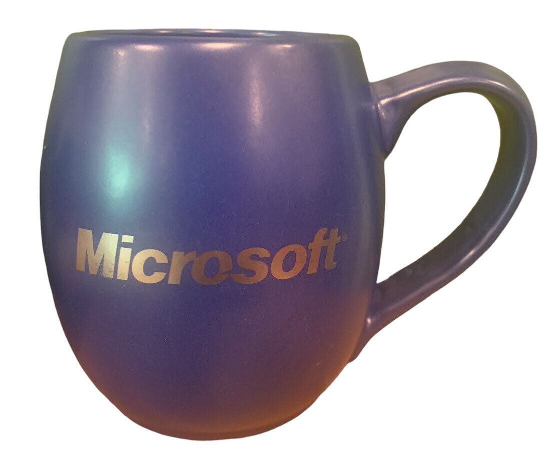 Vintage 1987 Microsoft Heavy Blue Coffee Mug Cup Pottery Advertising