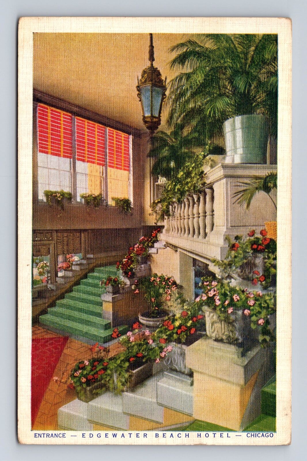 Chicago IL-Illinois, Entrance Edgewater Beach Hotel Advertising Vintage Postcard