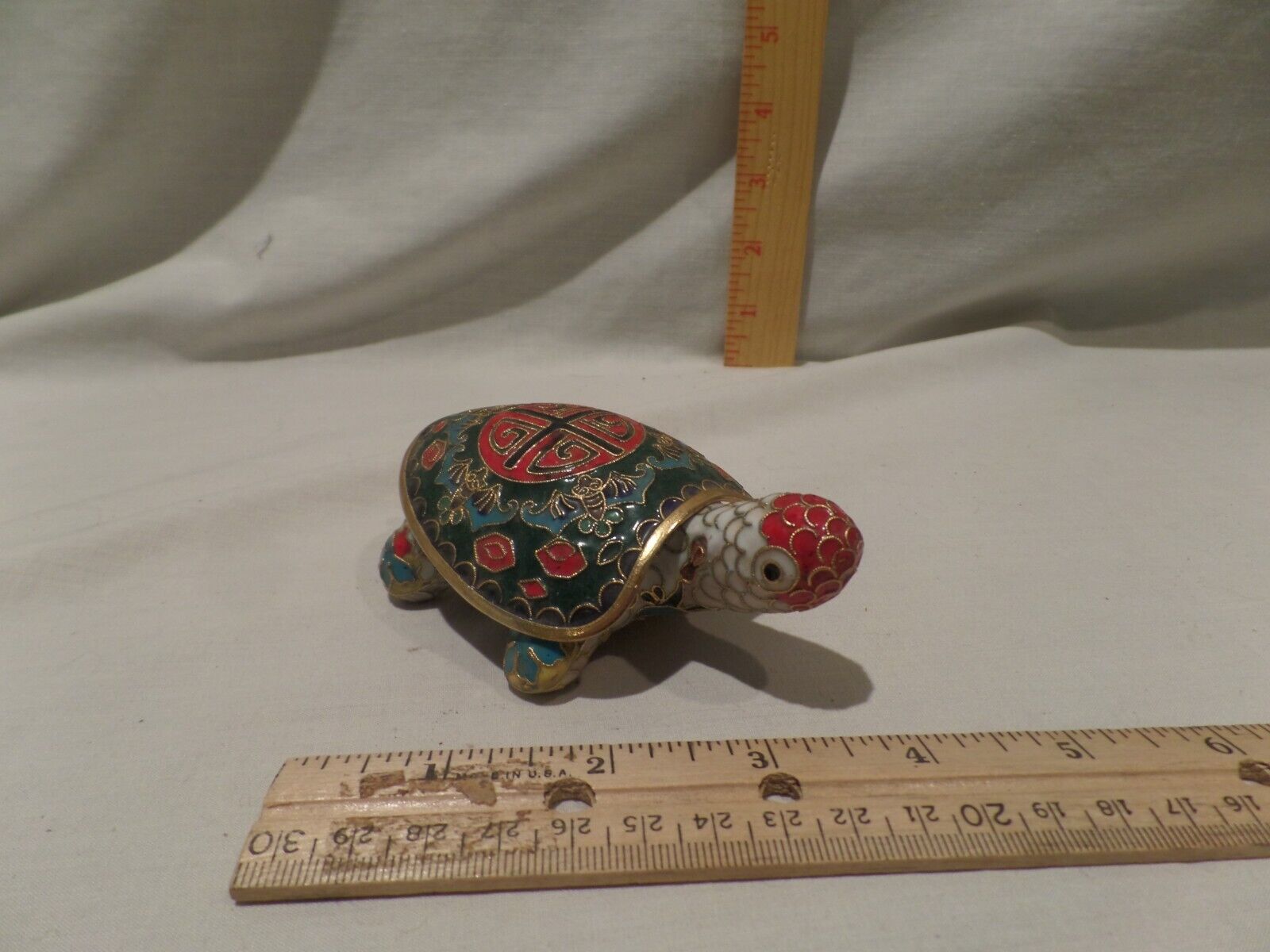 Vintage Chinese Cloisonne Enamel Turtle Tortoise Trinket Box
