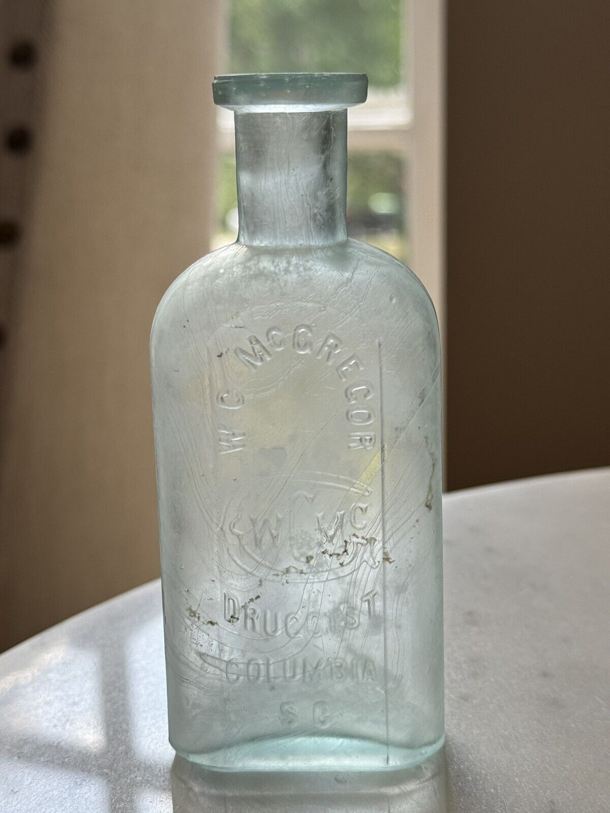 1890s Antique Medicine Bottle: WC McGregor Druggist, Columbia, SC