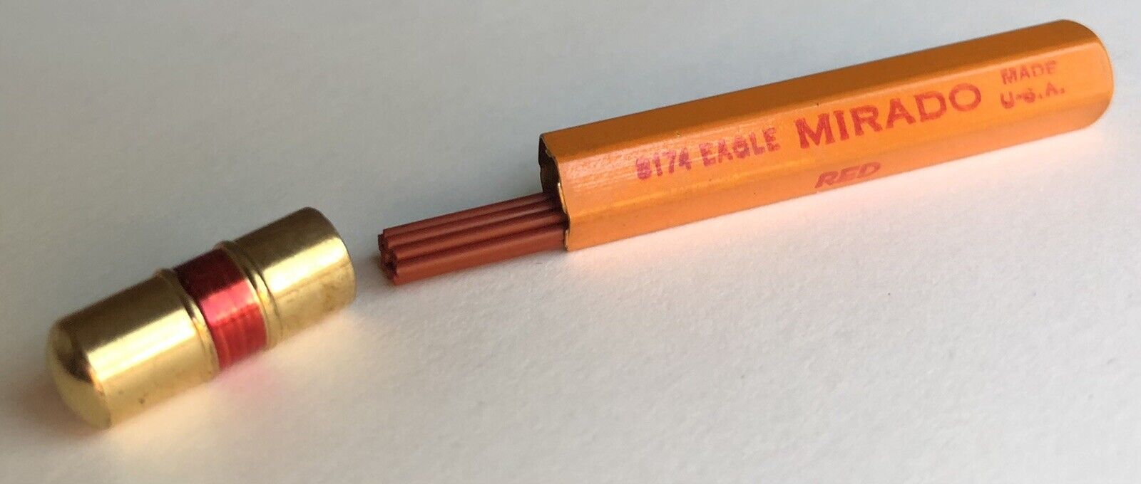 Vintage EAGLE Mirado Mechanical Pencil Lead RED 1.18mm NOS 12pk Metal Tube USA