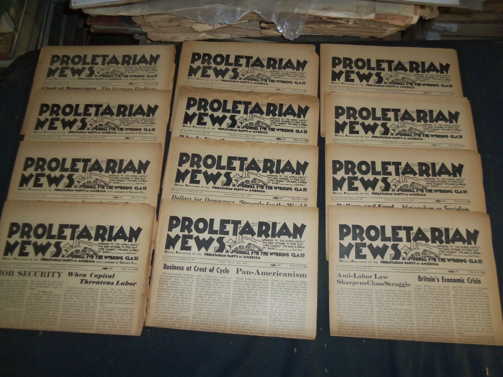 1947 PROLETARIAN NEWS NEWSPAPER - LOT OF 12 - COMPLETE YEAR - NP 4096