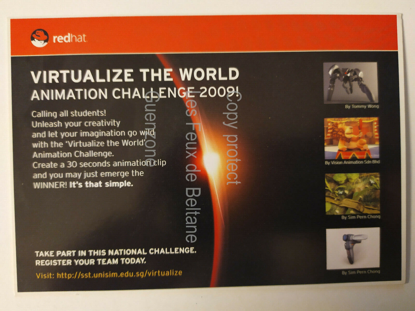VIRTUALIZE THE WORLD ANIMATION CHALLENGE 2009 DELL PRECISION POSTCARDS 