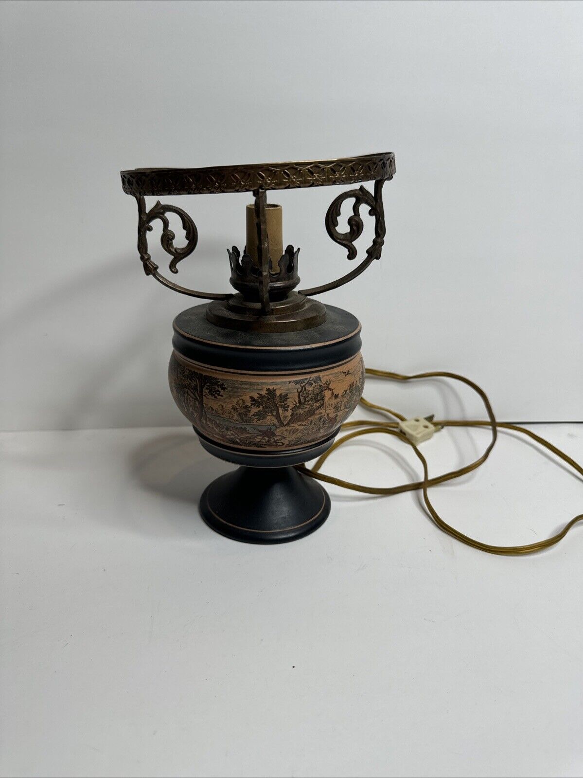 Vintage Antique Ceramic Painted Lamp