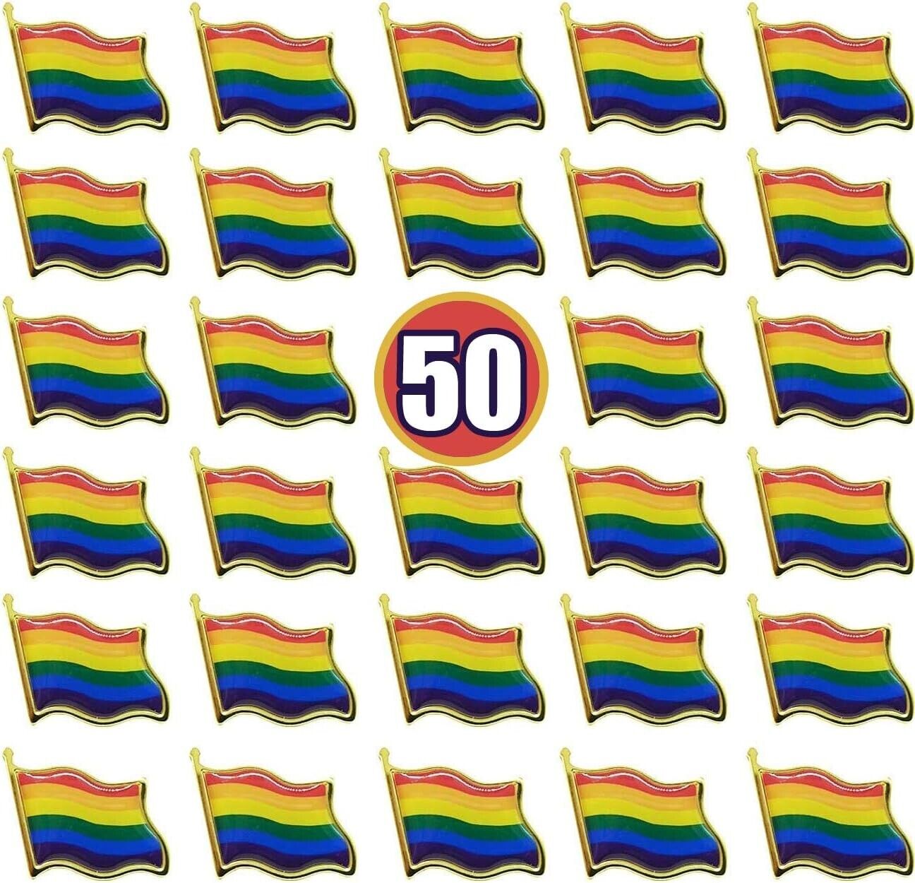 50 PCS Pride Pin Rainbow Gay Pride Flag LGBT Enamel Lapel Pin Decoration