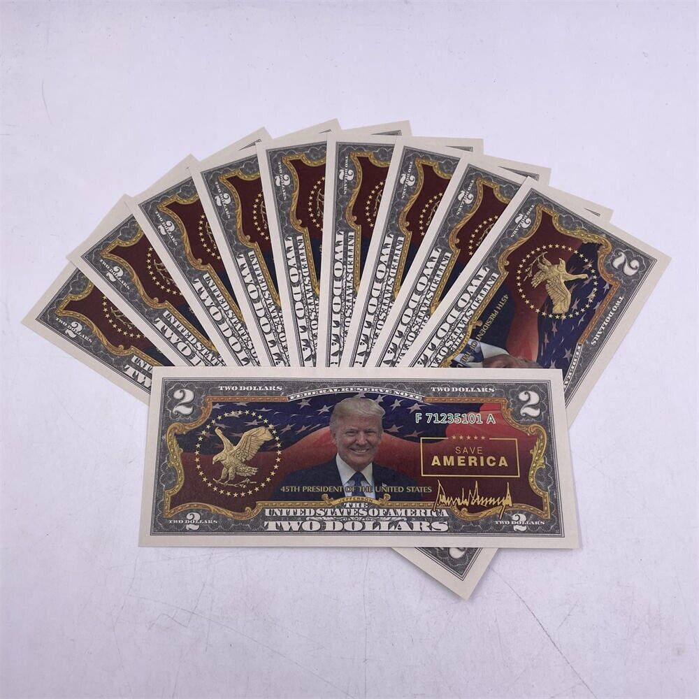 10pcs/lot 45th President USA DONALD TRUMP banknote Two Dollar For Fans Nice Gift