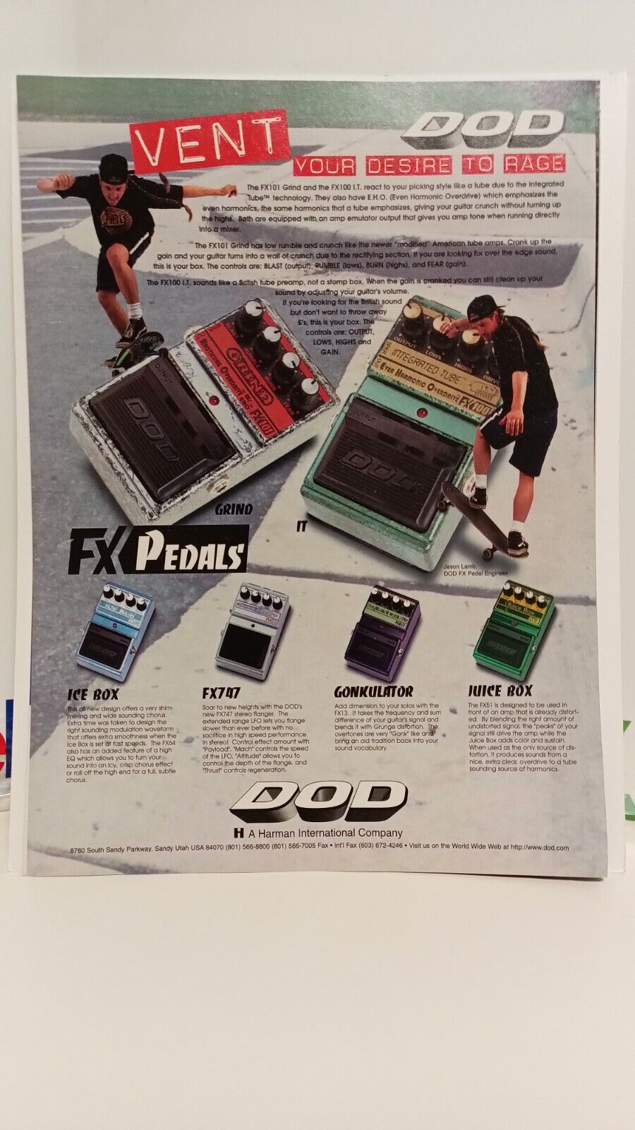 DOD GUITAR EFFECTS FX PEDALS  - 11X8.5 - PRINT AD.  9