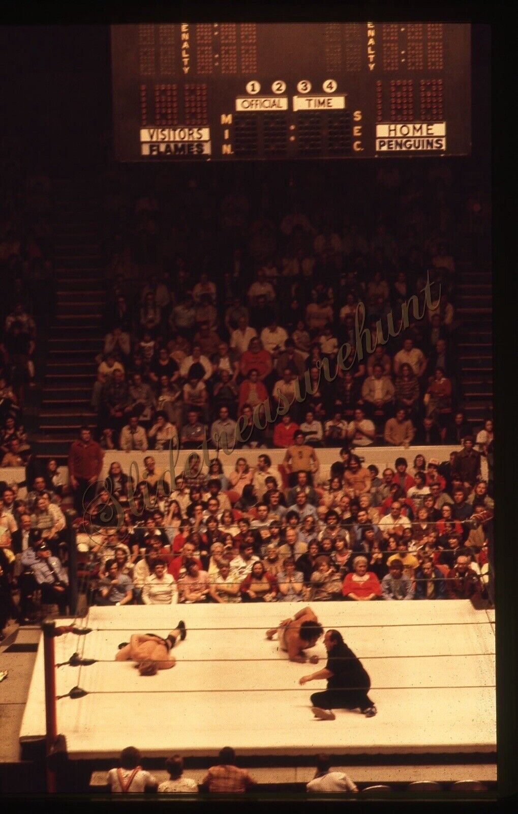 Bob Backlund Gorilla Monsoon Wrestling Pittsburgh WWF 35mm Slide 1980s