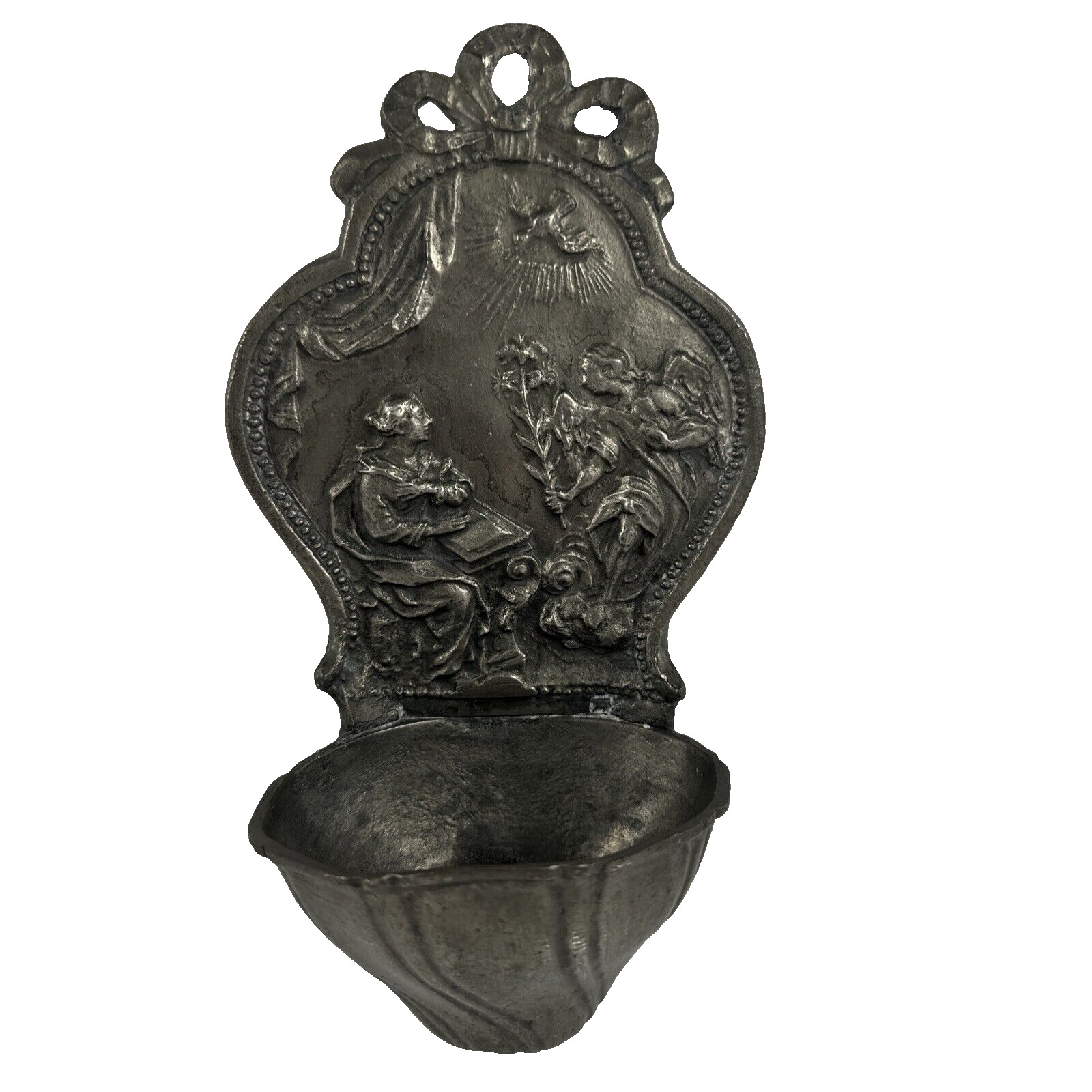 *VINTAGE*  Pewter Holy Water Font