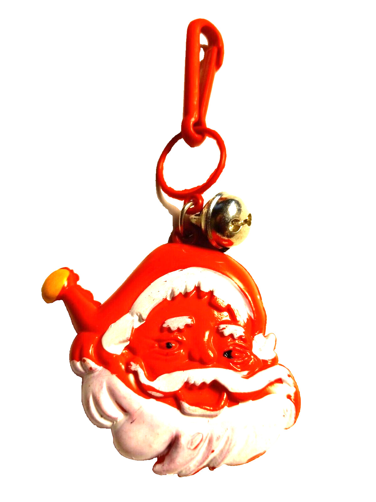Vintage 1980s Plastic Charm Happy Santa 80s Charms Necklace Clip On Retro