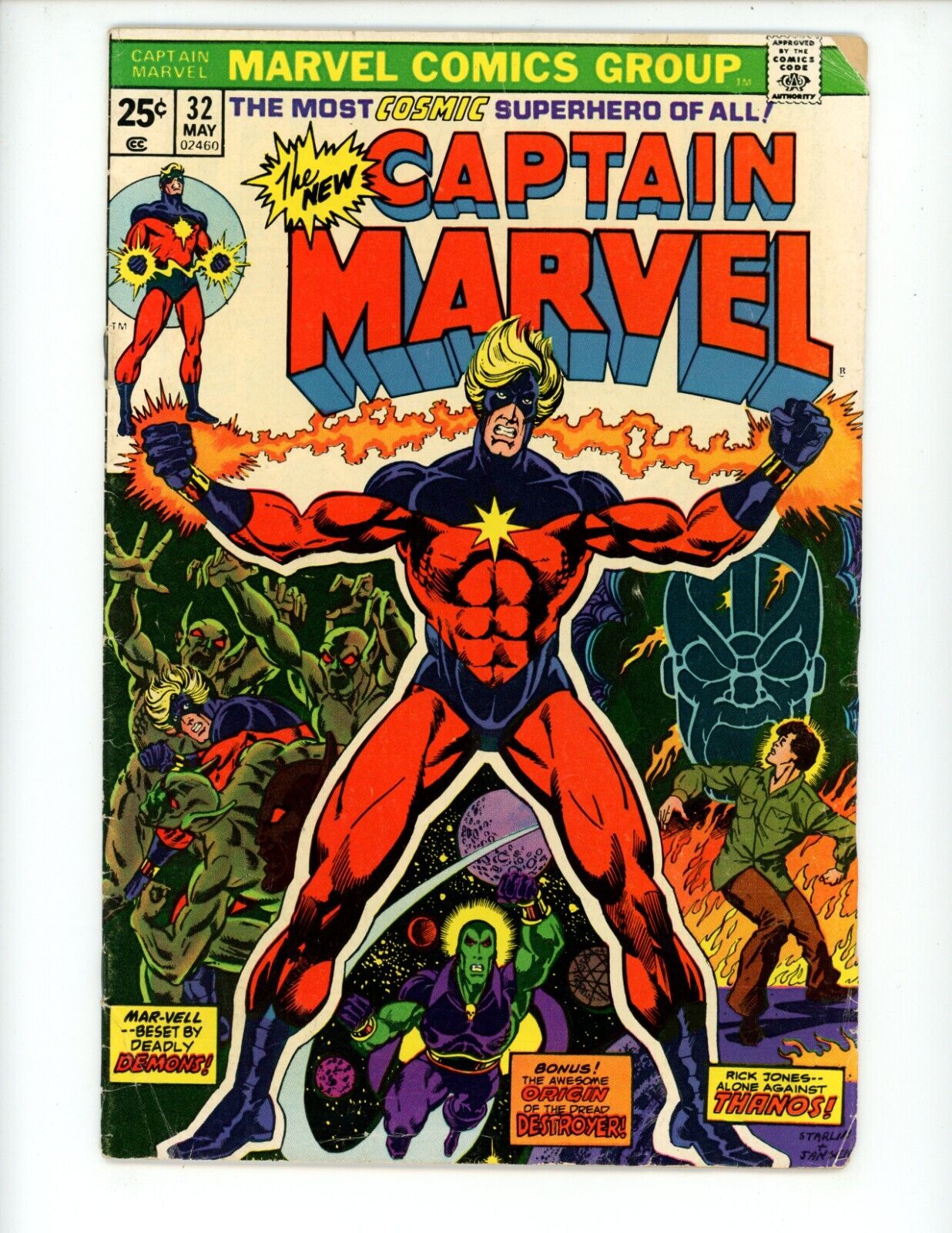 Captain Marvel #32 Comic Book 1974 FN- Jim Starlin Marvel Comics