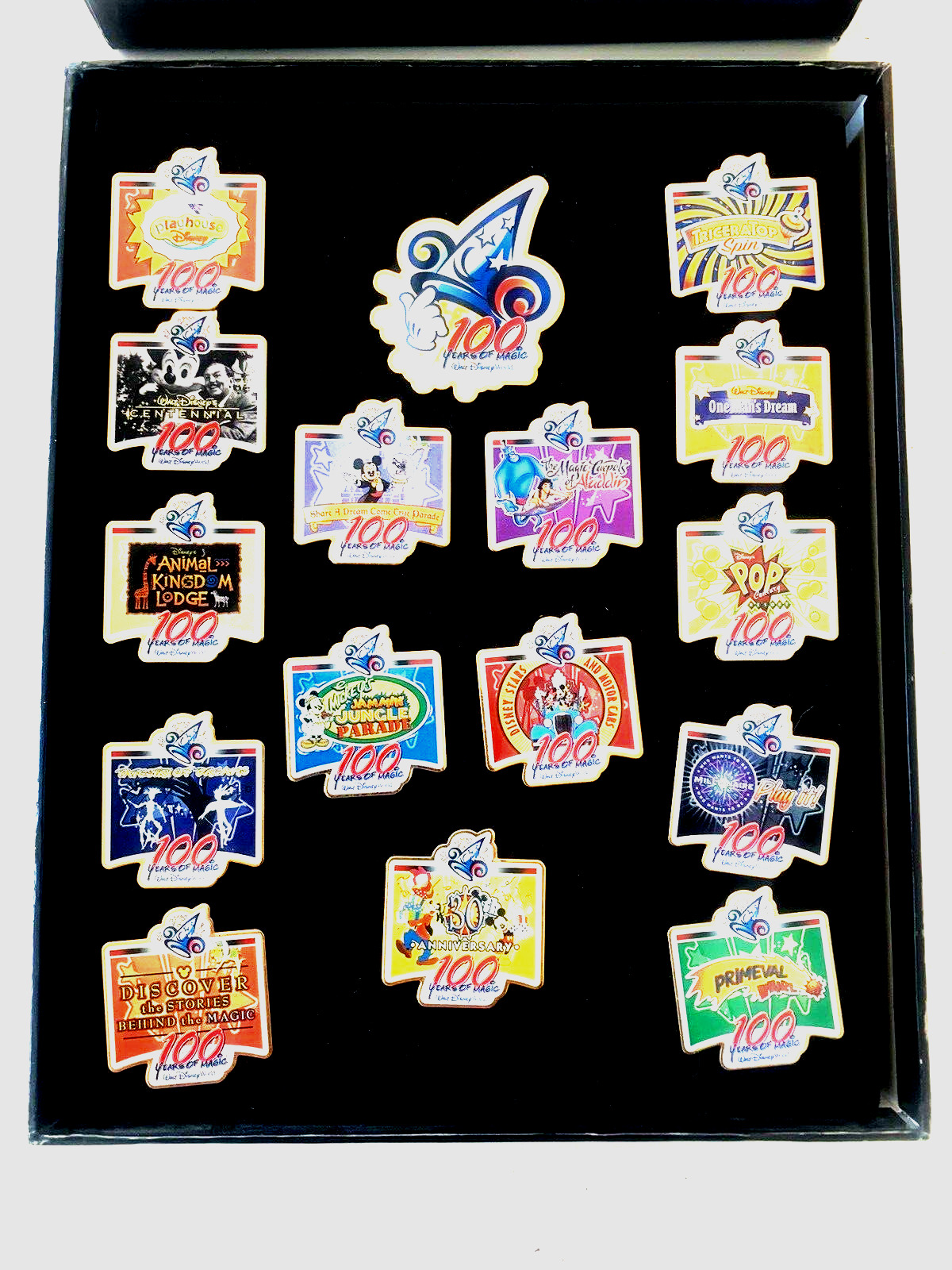 Disney 100 Years of Magic.Boxed Oct 1st, 2001-Dec 31st, 2002. 16-Pin set