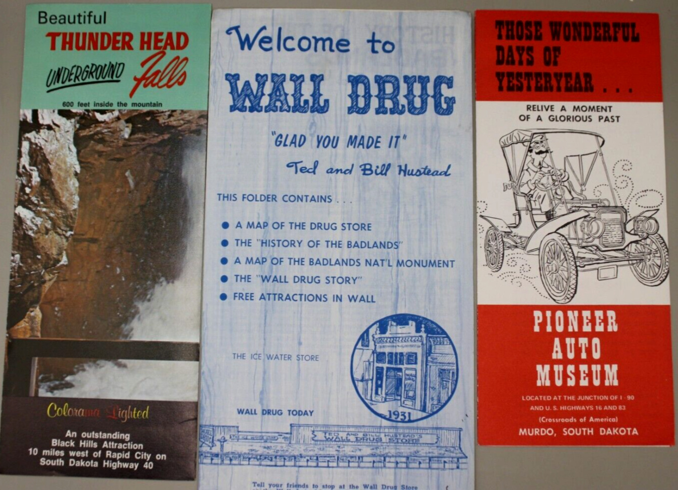 Lot of 3 Vintage South Dakota Travel Brochures