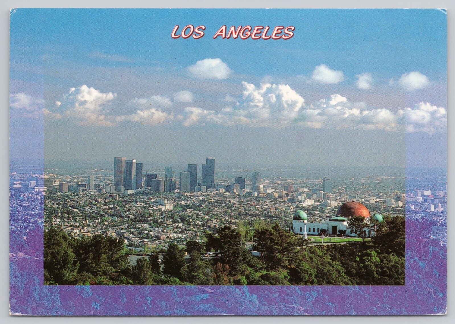 Los Angeles California, City Skyline & Griffith Planetarium, Vintage Postcard