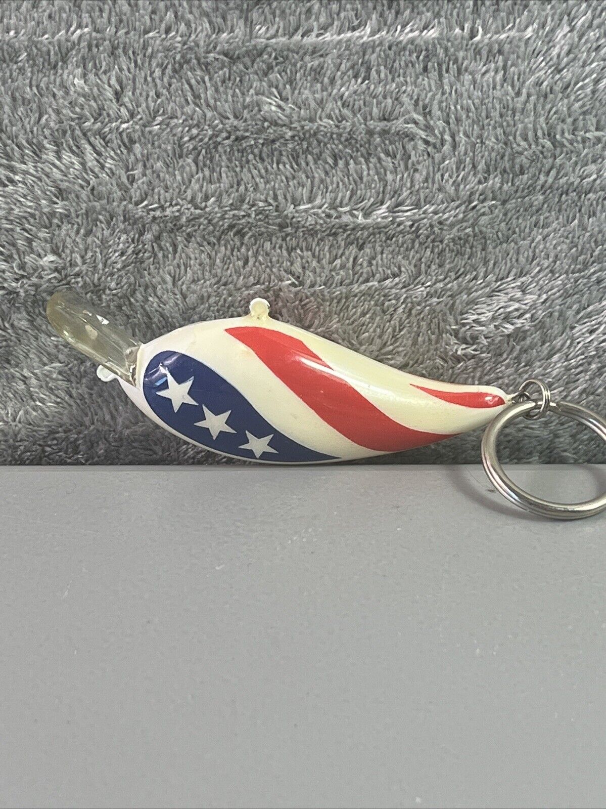 Vintage Keychain Fish Fishing Lure American Flag Red white and Blue Patriotic