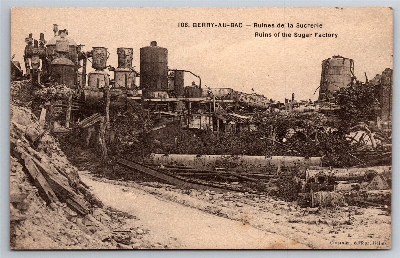 Berry Au Bac C1918 Ruins Of The Sugar Factory France WWI Postcard L24