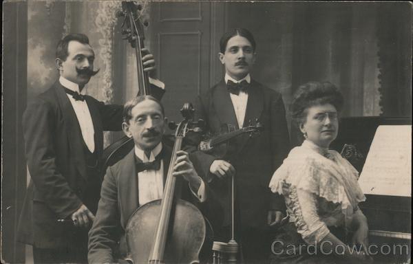 Music/Performer RPPC Portrait of a small orchestra Real Photo Post Card 10 stamp