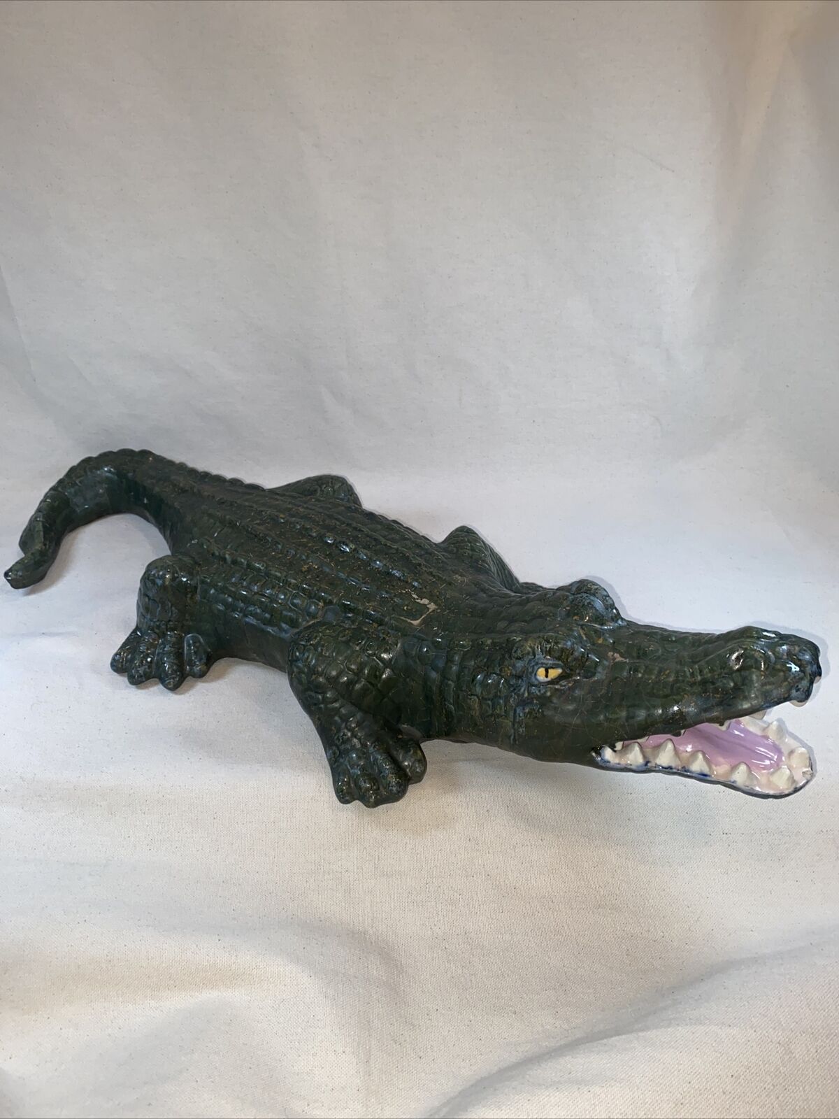 Vintage Large Garrard Ceramic Alligator Open Mouth Garden Statue Figure 25 Inch