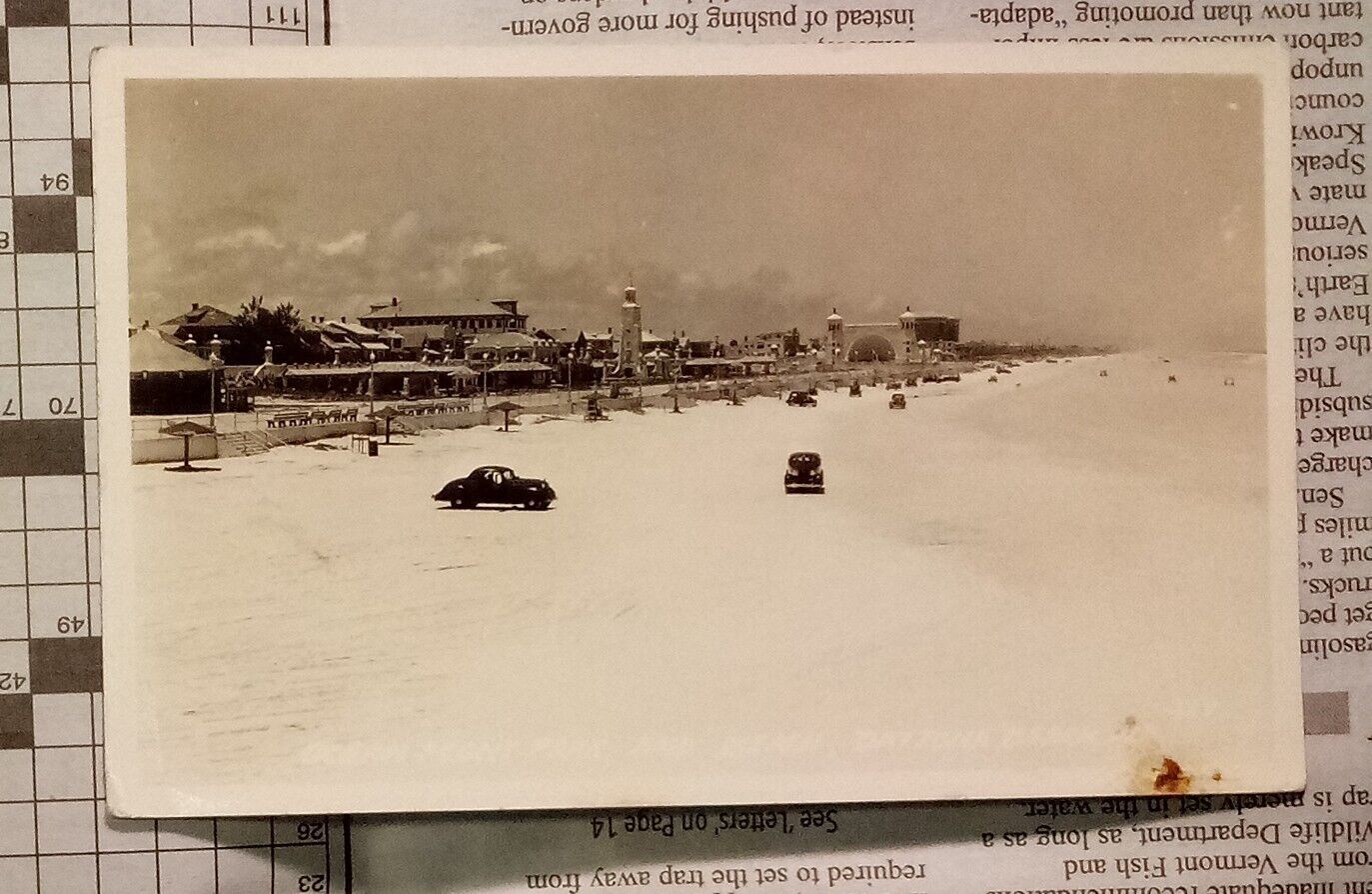 Ocean Front Park and Beach Daytona Beach Florida RPPC Postcard 1939