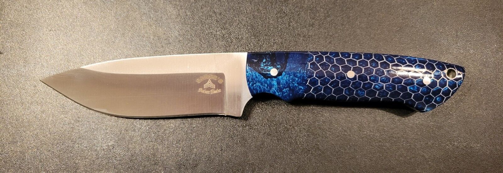 Badass Blades Handmade D2 Steel Hunting Knife Blue Honeycomb Handle- BA497