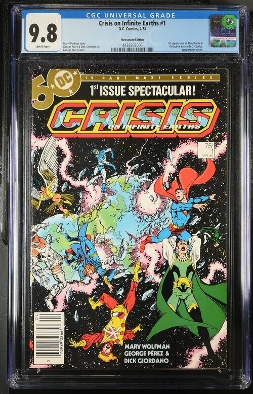 Crisis On Infinite Earths #1 CGC 9.8 HTF Newsstand Variant Blue Beetle WP 1985