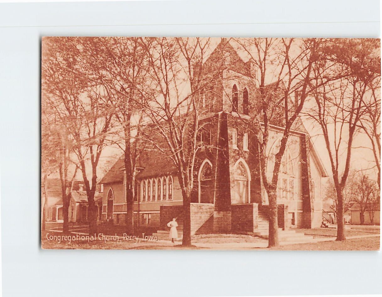 Postcard Congregational Church, Perry, Iowa