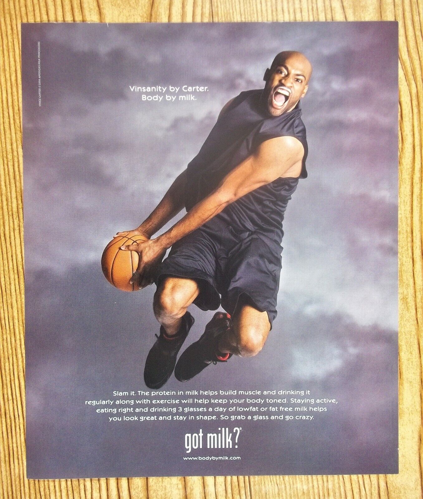 2007 Got Milk? NBA\'s Vince Carter Vinsanity Body By Milk Vintage Ad/Poster 
