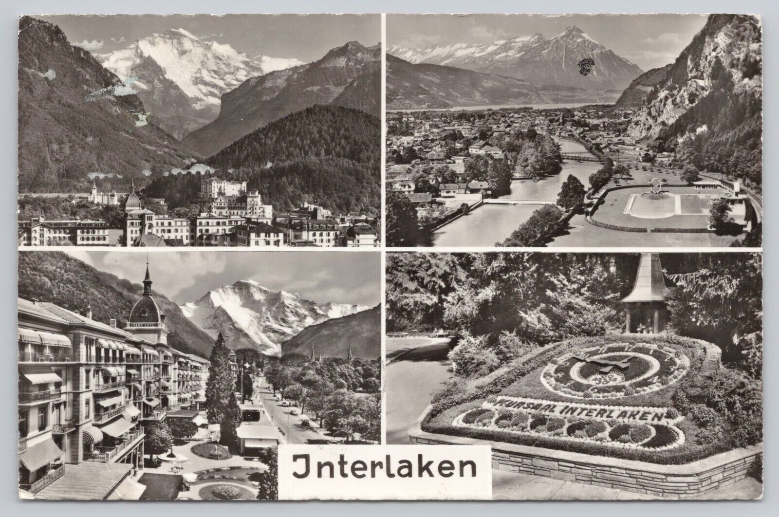 Interlaken Switzerland, Multi Scenic View, Vintage RPPC Real Photo Postcard