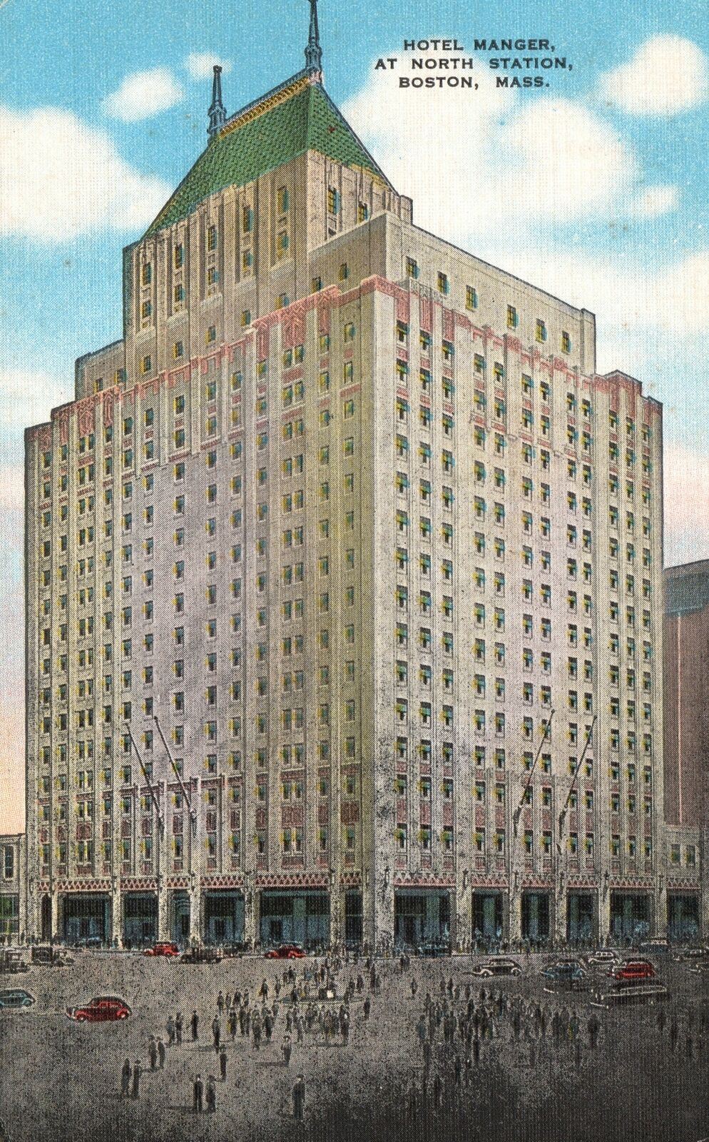 Vintage Postcard Hotel Manger At North Station Entrance Boston Massachusetts MA