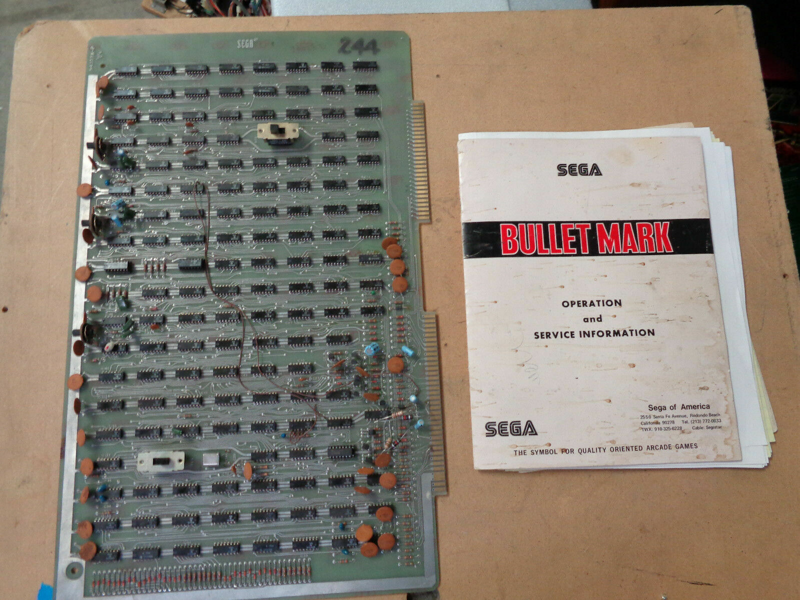 BULLET MARK SEGA with manual    PCB BOARD  UNTESTED  arcade game part Cm