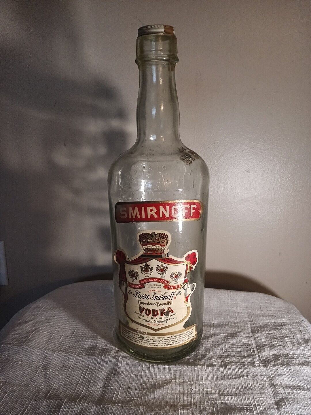 Vintage Large Smirnoff Vodka Glass 1 Gallon Bottle