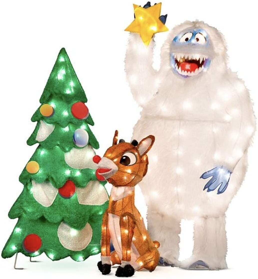 Animated Rudolph and Bumble Decorating Tree Outdoor Christmas Decor Set of 3