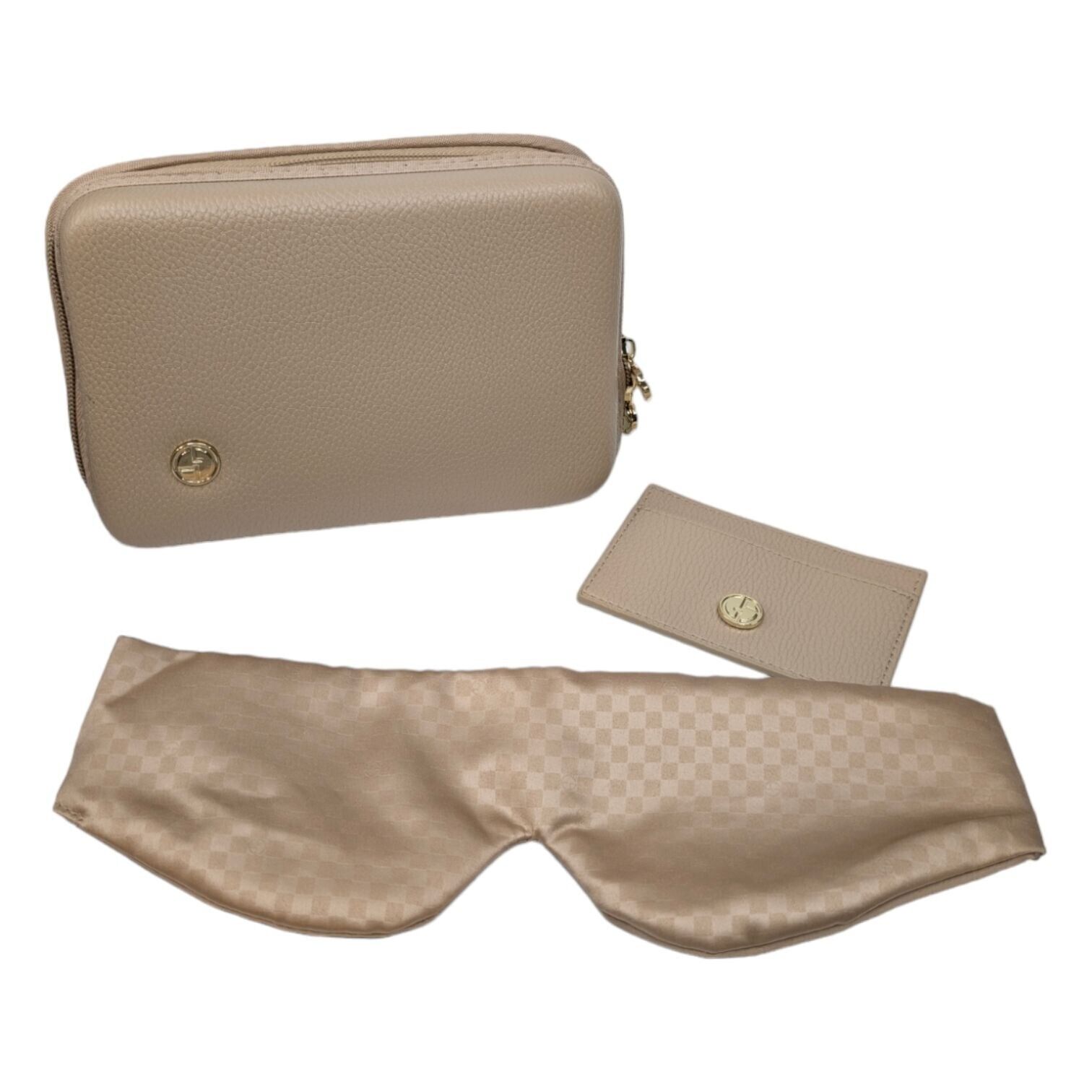 Giorgio Armani Eva Air Amenity Kit Beige Travel Case Bag Card Holder Sleep Mask