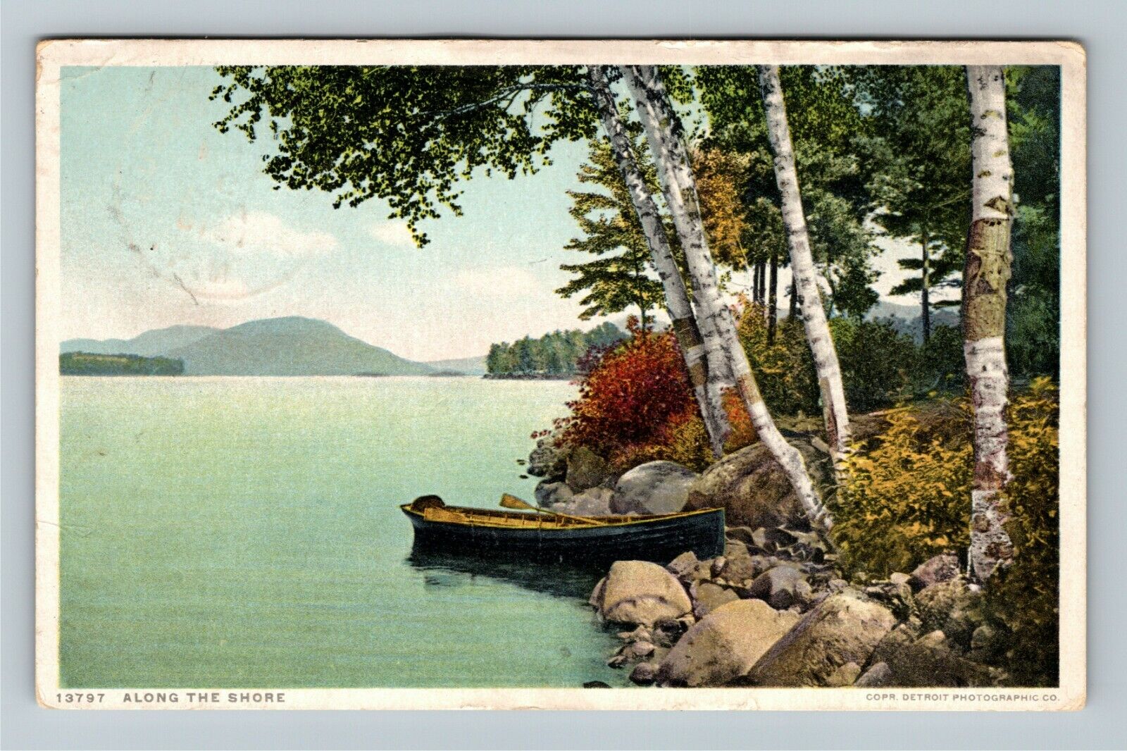 Along The Shore, Rowboat c1916 Vintage Souvenir Postcard