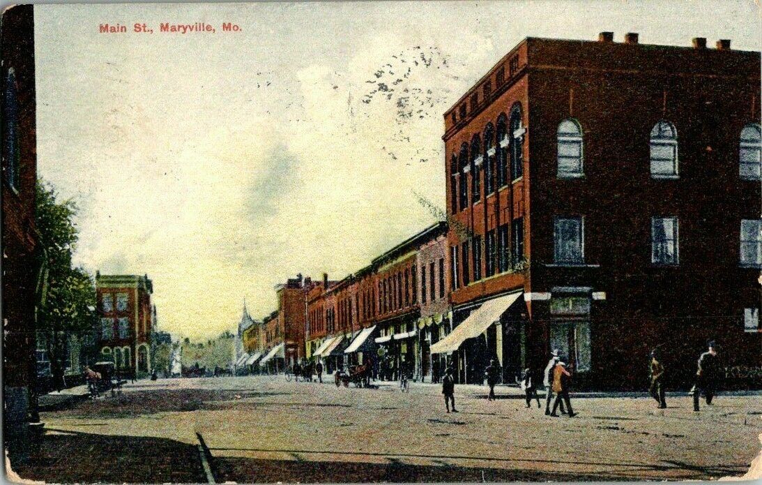 1910. MAIN STREET. MARYVILLE, MO. POSTCARD YD19