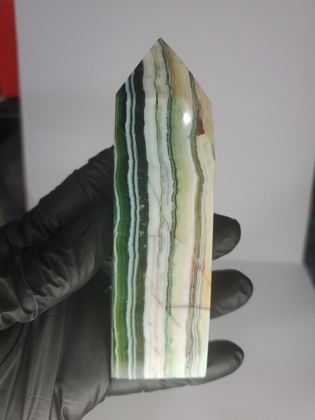 Green Banded Agate Tower 194g #56c