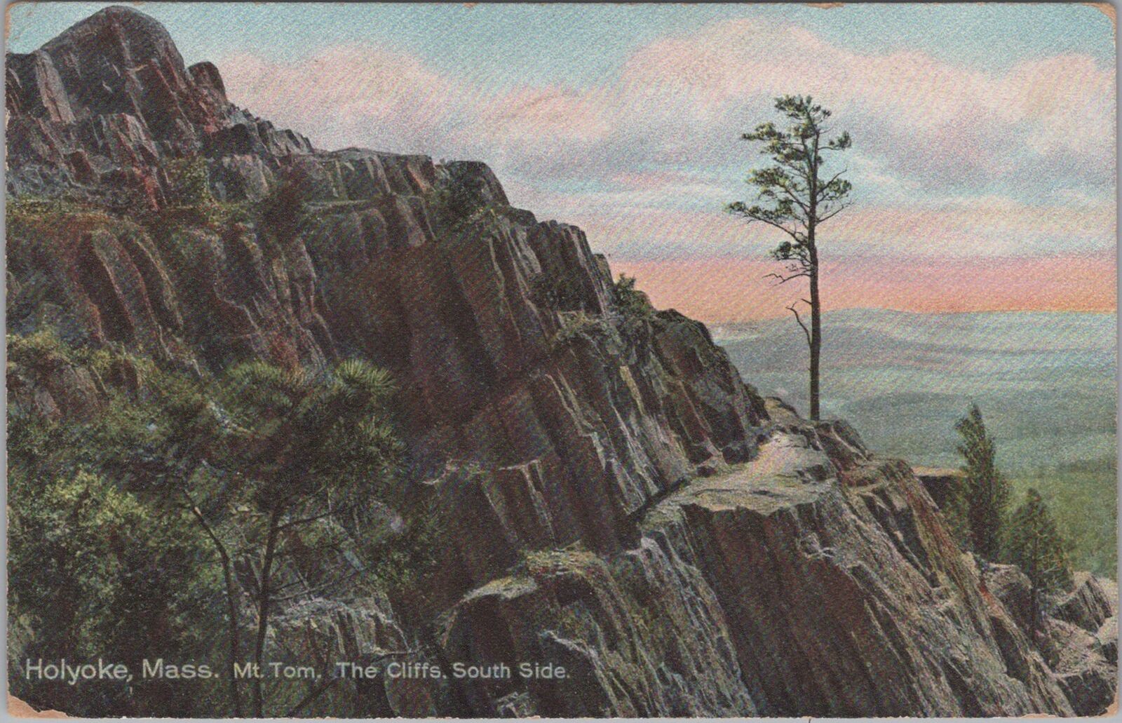 Mt. Tom, The Cliffs, South Side, Holyoke Massachusetts 1924 Postcard