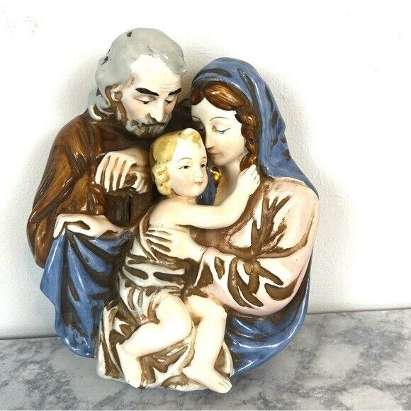 Vintage 3-D Wall Plaque, Holy Family, Mary, Joseph, and Baby Jesus, Christian