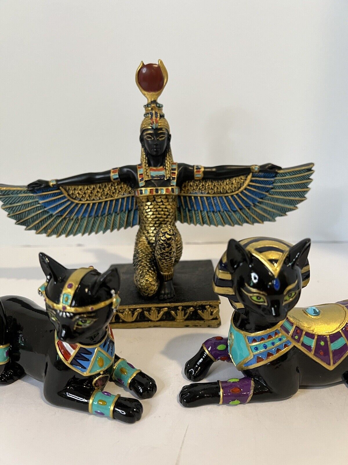 Egyptian Treasures, The Hamilton Collection Numbered Sphynx Cats & Their Goddess